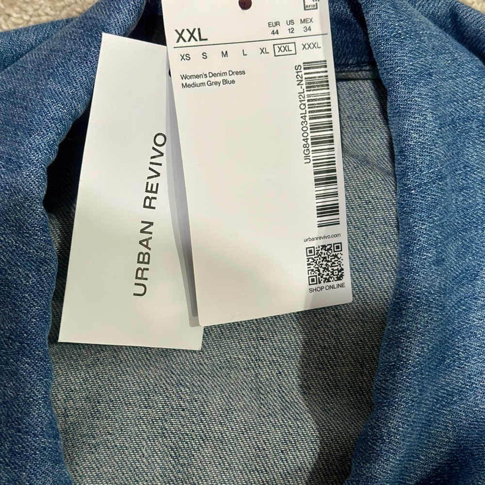 Worn Once! In pristine condition Urban Revivo Gradient Cut Out Denim Dress XXL - Picture 9 of 9
